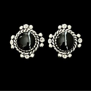 Vintage sterling silver black onyx stud earrings